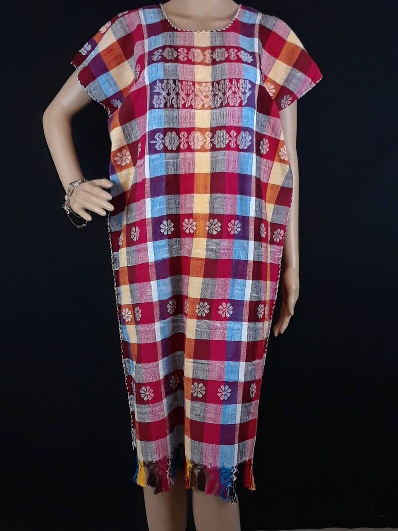 Tunic Dress Hand Loomed Amuzgos Authentic Huipil Dress Hand Embroidered