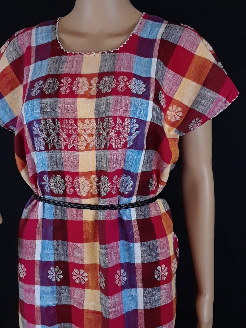 Tunic Dress Hand Loomed Amuzgos Authentic Huipil Dress Hand Embroidered