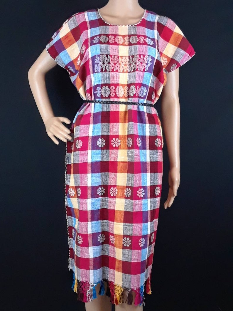 Tunic Dress Hand Loomed Amuzgos Authentic Huipil Dress Hand Embroidered
