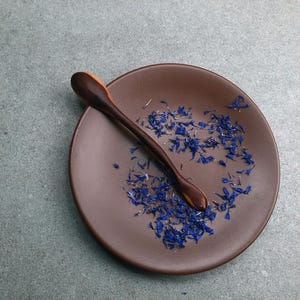 Handmade Plum Wood Dessert Spoon – Unique Chocolate Brown Natural Wood Spoon image 7