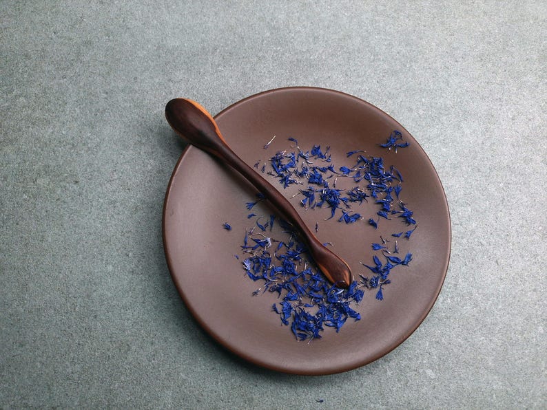 Handmade Plum Wood Dessert Spoon – Unique Chocolate Brown Natural Wood Spoon image 7