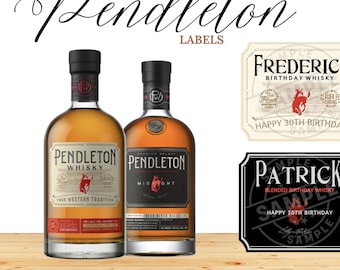Custom Pendleton Label Bottle, Custom Whiskey Label, Canadian Whiskey Label,Pendleton  Whiskey Birthday Label, Bourbon Groomsman Label