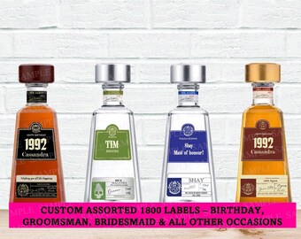 1800 Tequila Custom Label, Tequila Unique labels, Tequila Birthday Gift, Tequila Bridesmaid Label, Tequila Cake topper,Anejo Tequila,Blanco