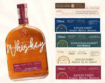 Custom Whiskey Label, Bourbon Whiskey Label, Bourbon Whiskey Birthday Label, Bourbon Groomsman Label, Personalized For Birthday, Wedding