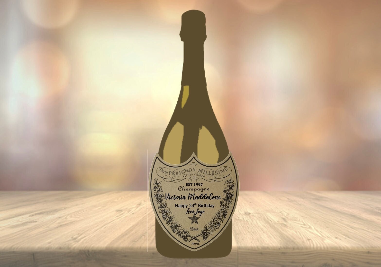 CHAMPAGNE DOM PÉRIGNON DANNIVERSAIRE - CADEAU DE LUXE - Bouteille de  Champagne Personnalisée. Étiquette Dorigine 