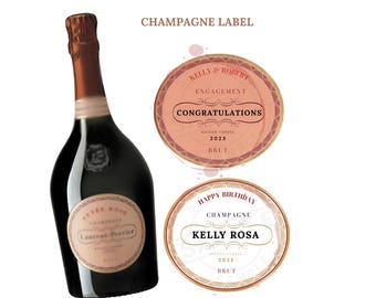 Champagne Label Sticker, Custom Champagne Liquor Label, Bridesmaid Gift Idea, Brut Champagne, Engagement Gift, Birthday Gift Liquor Label
