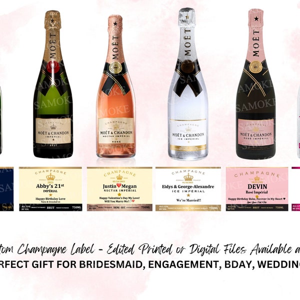 Custom Birthday Champagne Label, Personalized Champagne Liquor Label, Bridesmaid gift Idea, Bridesmaid Champagne, Engagement Gift, Wedding