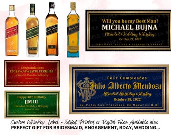 Custom Whiskey Label, Father Custom Label,Groomsman Whisky Label, Groomsman whiskey gift, Custom Black Label, Custom Blue Label, LiquorLabel