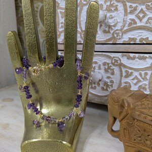 Amethyst  One of a Kind Necklace made with Natural Gemstones and Gold Components, 16 inches long extendable length