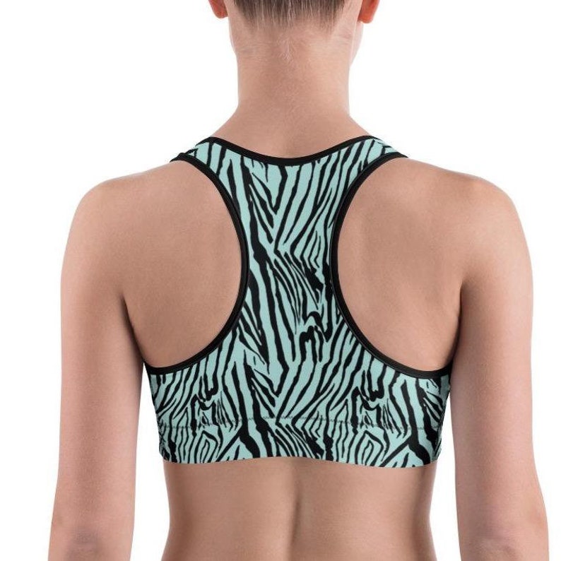 Aquamarine Zebra Print Sports bra