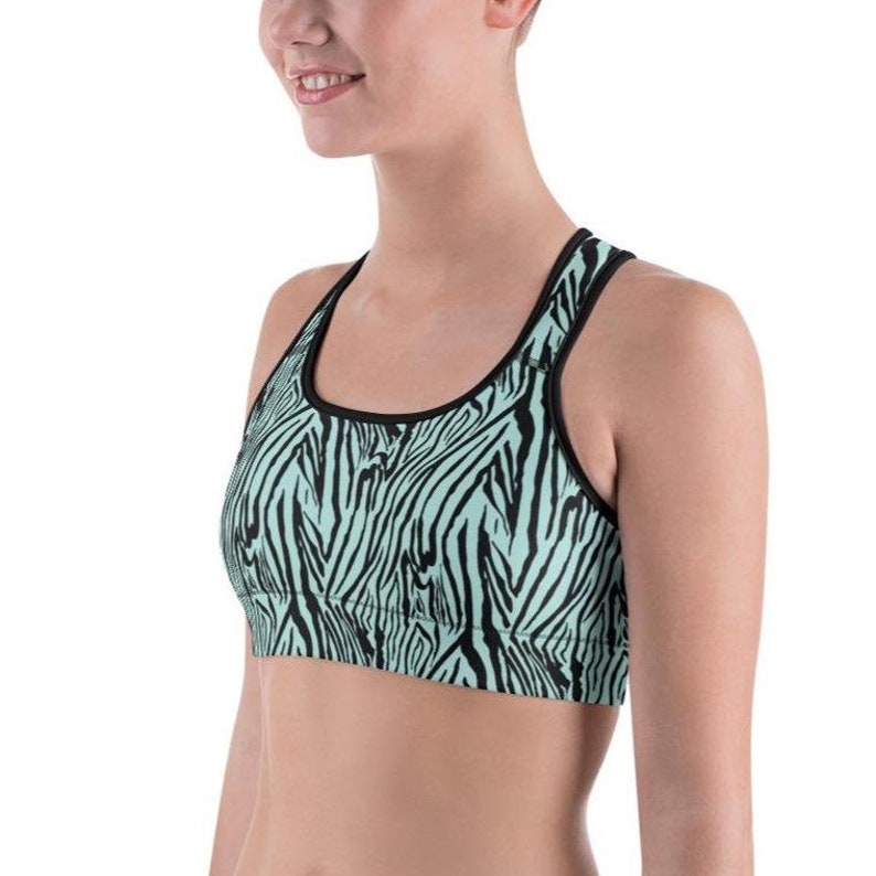 Aquamarine Zebra Print Sports bra