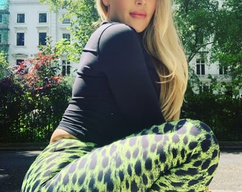 Neon Leopard High Waisted Yoga Leggings