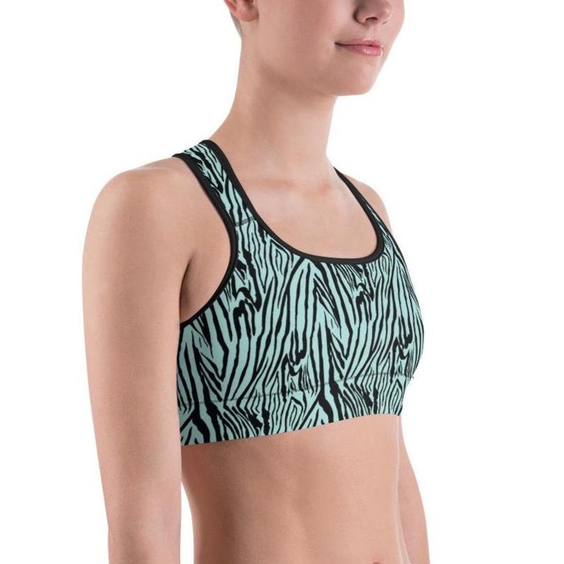 Aquamarine Zebra Print Sports bra