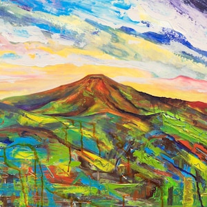 Sugarloaf Silver Clouds. limited edition print of Abergavenny&#39; iconic Mountain.  South Wales. Brecon Beacons full of texture and colour