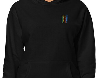 Sudadera con capucha de crayones, suéter de crayones, regalo de maestro, suéter de maestro, maestro con capucha, sudadera con capucha de maestro, sudadera con capucha