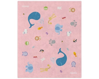 ¡Manta de bebé personalizada de terciopelo de una cara en tamaños más grandes! Manta Bebé Animales, Manta Selva, Manta Bebé Niño, Manta Bebé Niña