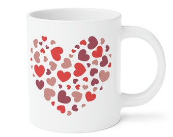 Taza de San Valentín, corazón de taza, corazón rojo, taza grande, taza de 15 oz, taza de 20 oz, diseño de taza, diseños de taza, tazas, regalo de taza, taza para mamá, taza svg