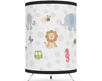 Lámpara de trípode para guardería y niños, enchufe de EE. UU./CA, lámpara de guardería, lámpara para niños, lámpara de animales, Purple Hat Studio