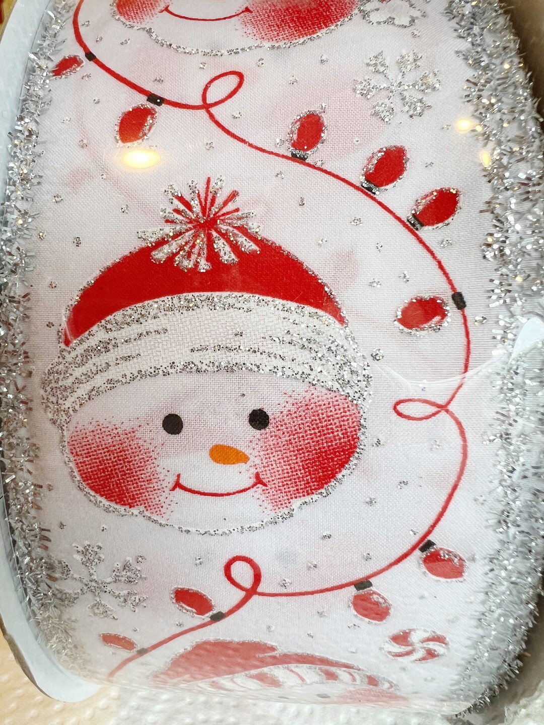 Costco Christmas Ribbon Snowman Winter Ribbon Red and White Etsy