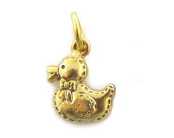 Baby Rubber Duck with bow for Charm Pendant Yellow Gold