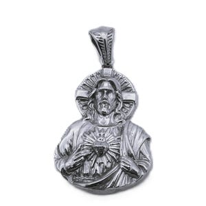 NEW!!! Jesus Sacred Heart (Sagrado Corazon) Pendant Sterling Silver!!