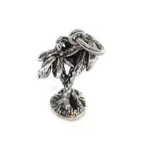 Palm Trees Charm Pendant .925 Sterling Silver.