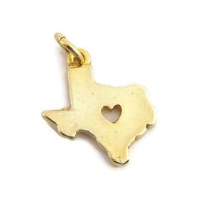 Texas State Map Charm Anhänger Gelbgold