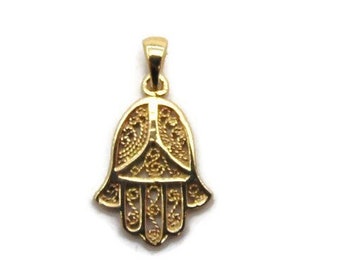 Hamsa Hand Charm Pendant Yellow Gold