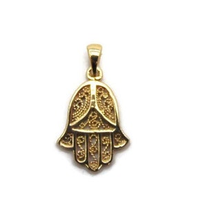 Hamsa Hand Charm Pendant Yellow Gold
