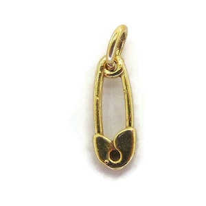 Baby Safety Pin for Charm Pendant Yellow Gold