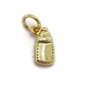 Baby füttern Milch Flasche Charm Anhänger Gelbgold
