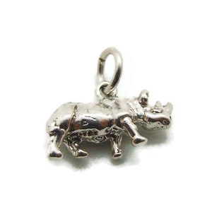 Rhino Pendant Charm .925 Sterling Silver.