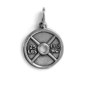 Weight Plate 25lbs Pendant .925 Sterling Silver