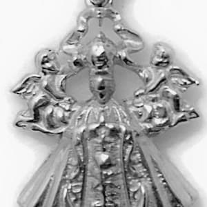 Our Lady Of San Juan De Los Lagos Large Pendant Charm Religious .925 Sterling Silver (42mm x 17mm)