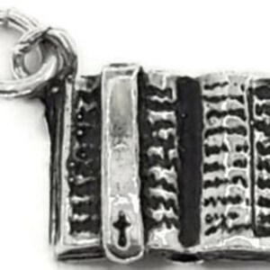 Open Book Holy Bible Charm Pendant .925 Sterling Silver.