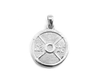 Weight Plate 45lbs Pendant .925 Sterling Silver