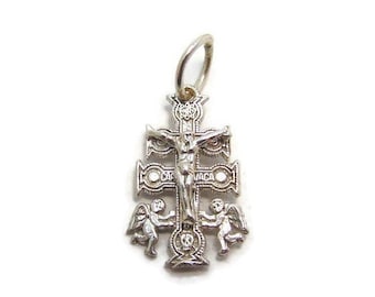 Small Caravaca Cross Charm Pendant .925 Sterling Silver!!