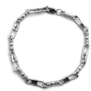 HANDLUNG Armband Fischer der Männer Sterling Silber MEDIUM LINK, Ankh Ägyptisches Kreuz!!!