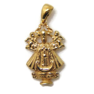 Gelbgold Unsere Dame von San Juan De Los Lagos Kleine Anhänger Charme Religiös (24 mm x 14 mm)