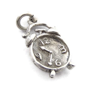 Clock Pendant Charm .925 Sterling Silver.