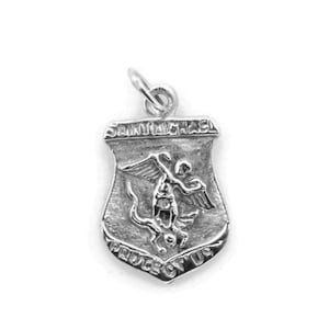 Scudo di San Michele &quot;Proteggici tutti&quot; in argento Sterling 925.