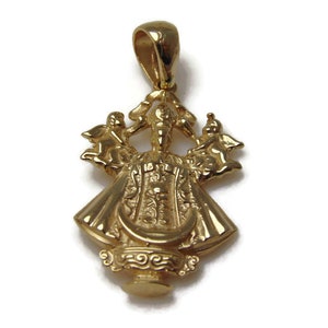 Gelbgold Unsere Dame von San Juan De Los Lagos Großer Anhänger Charme Religiös (42 mm x 27 mm)