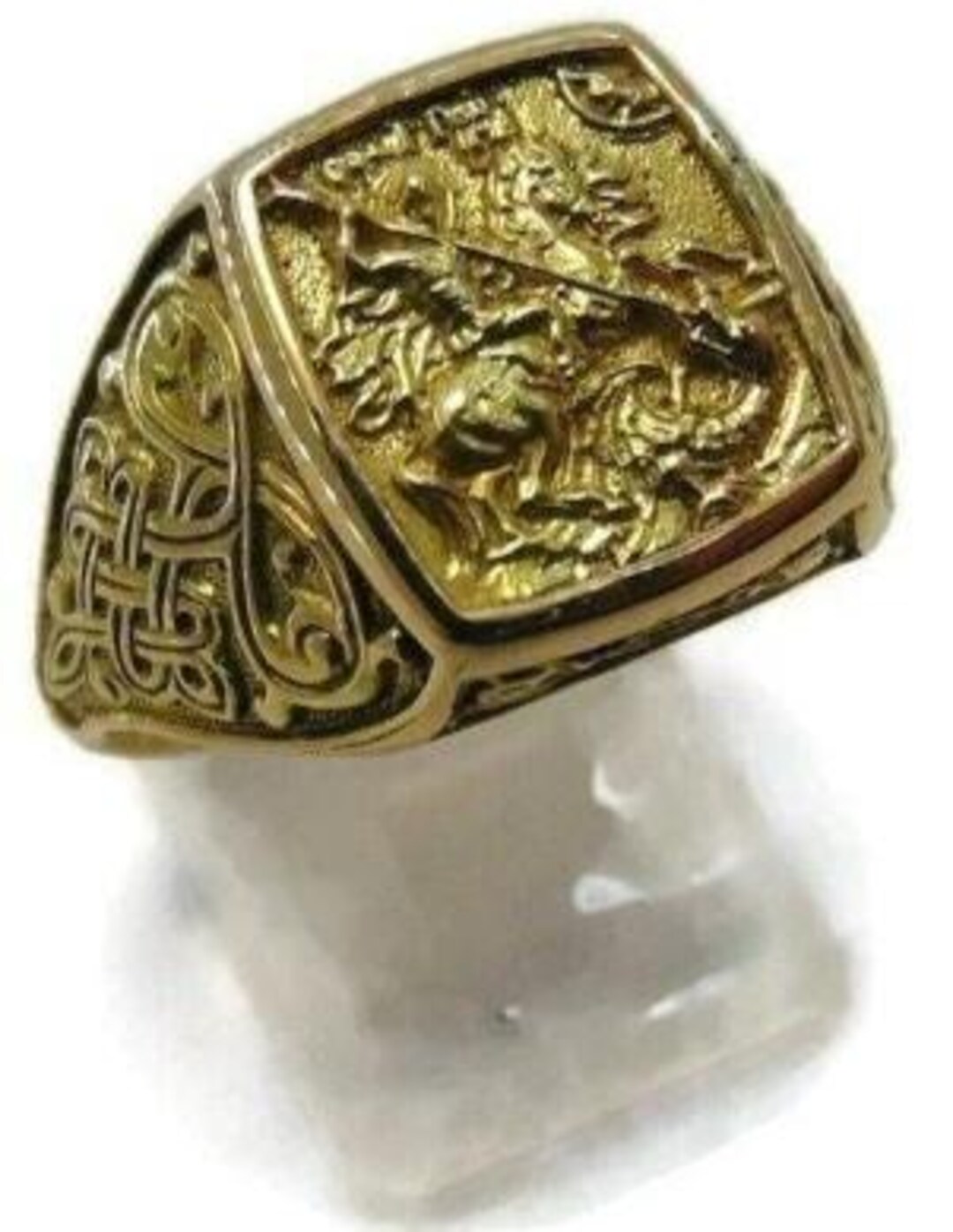 Buy Signet Men Ring Orthodox Christian Religious St. George Yellow Gold ...