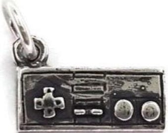 Video Game Controller Charm Pendant .925 Sterling Silver.