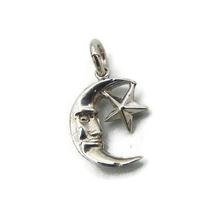 Half Moon Charm Pendant .925 Sterling Silver.
