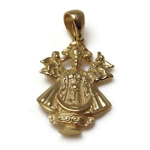 Gelbgold Unsere Dame von San Juan De Los Lagos Medium Anhänger Charme Religiös (28 mm x 18 mm)
