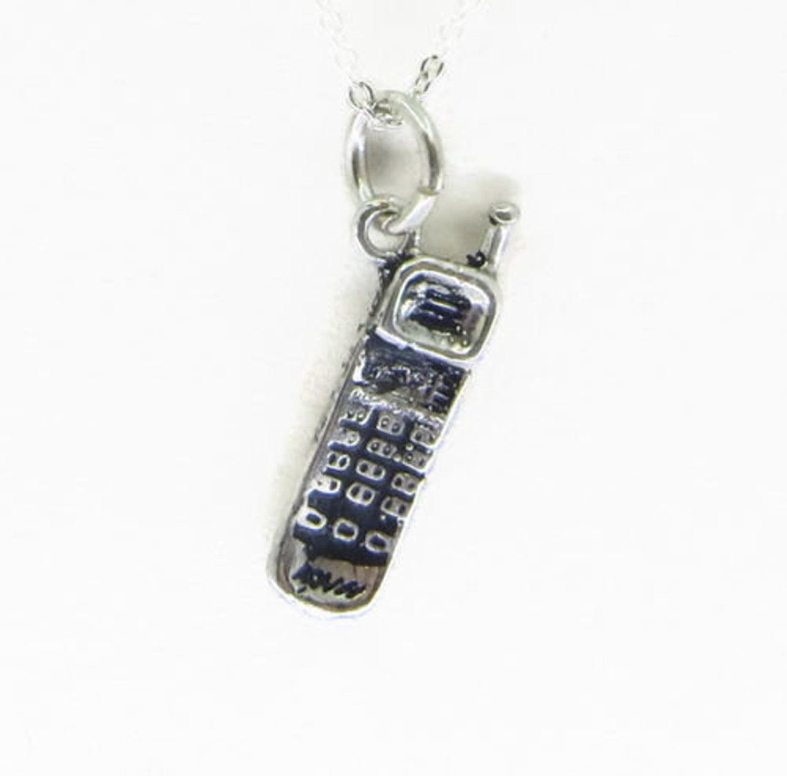 Cell phone Charm Pendant .925 Sterling Silver. Etsy