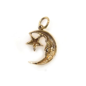 Half Moon Charm Pendant Yellow Gold