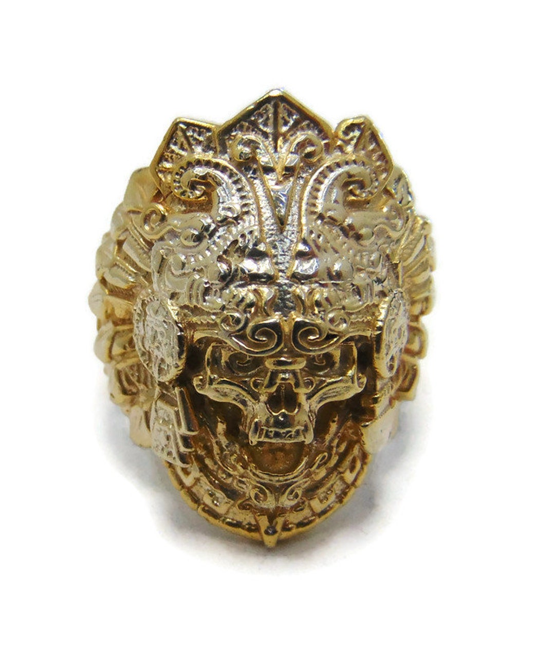 Aztec Skull Ring Yellow Gold!! NEW!!! - Etsy