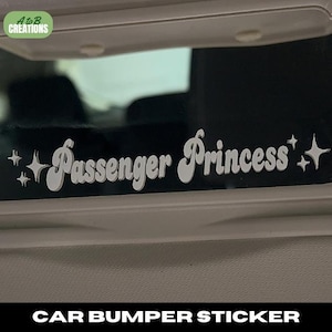 Passenger Princess Car Decal, Permanent Vinyl Mirror Decal Sticker, Y2K Aesthetic Sticker, Gag Gift, Gifts For Her, Sun Visor Mirror Sticker